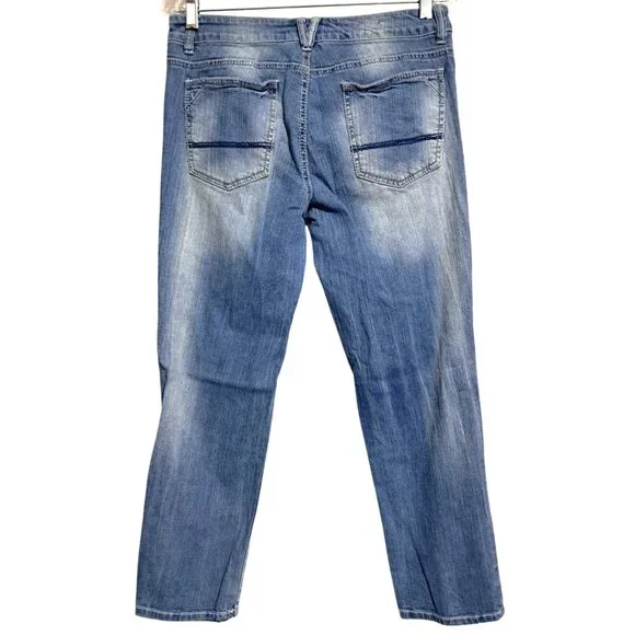 Mossimo Supply Co Jeans Womens Size 9 Distressed Trashed Ankle Crop Blue 99% Cot - Picture 2 of 9